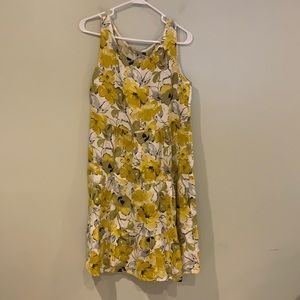 NWT Valentina Naldi - 100% Linen Women’s Dress - Tank Yellow Floral Tiered
